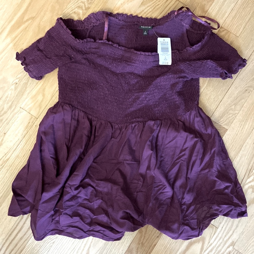 NWT Torrid Women’s Peplum Off-the-shoulder Purple Top. Sz. 2